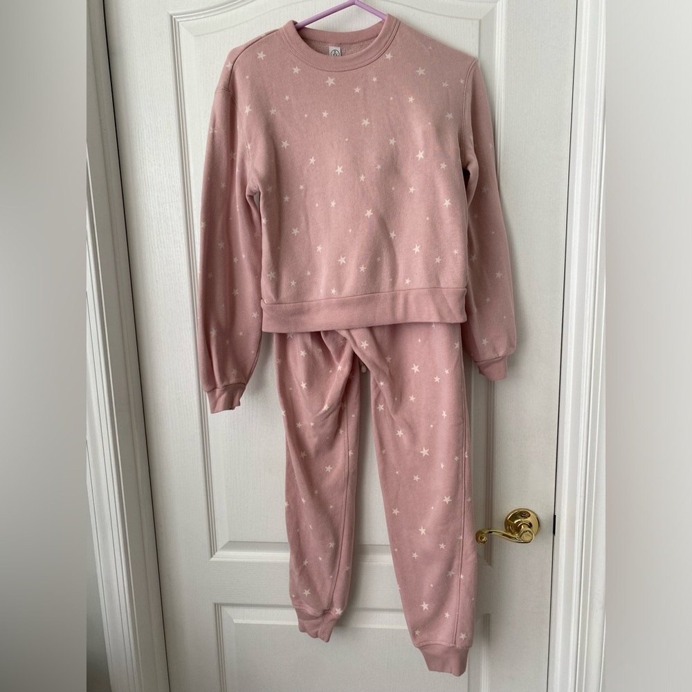 Alternative Apparel Pink Star Print Sweatshirt & Jogger Set